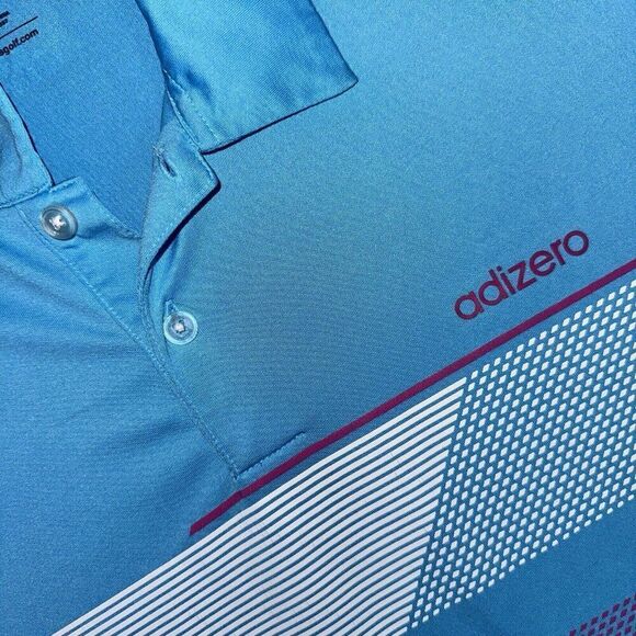 Adidas Golf Adizero Polo Shirt Mens XL Blue Geometric‎ Short Sleeve Casual Adult - Picture 4 of 7